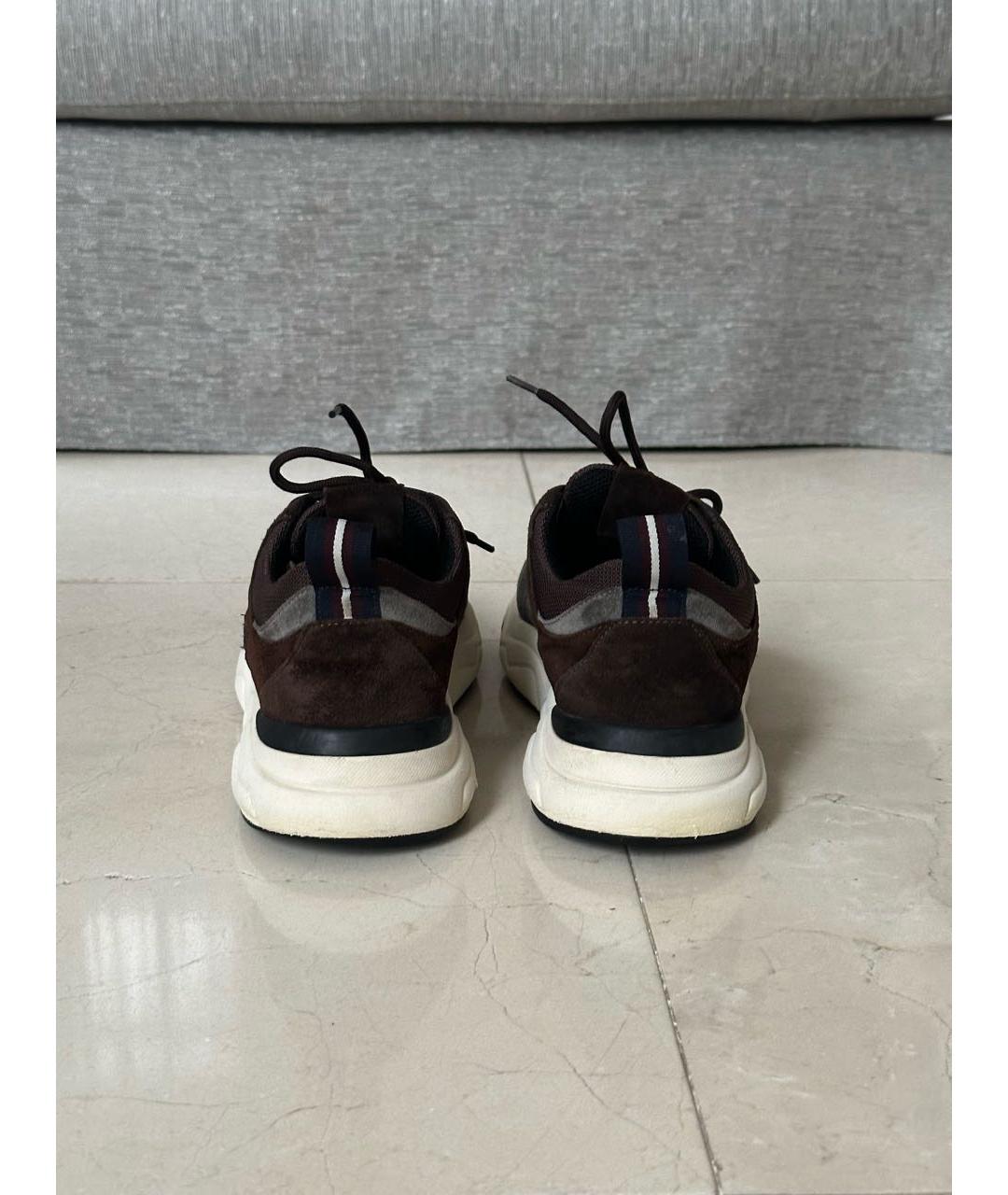 ELEVENTY Коричневые замшевые низкие кроссовки / кеды, фото 4