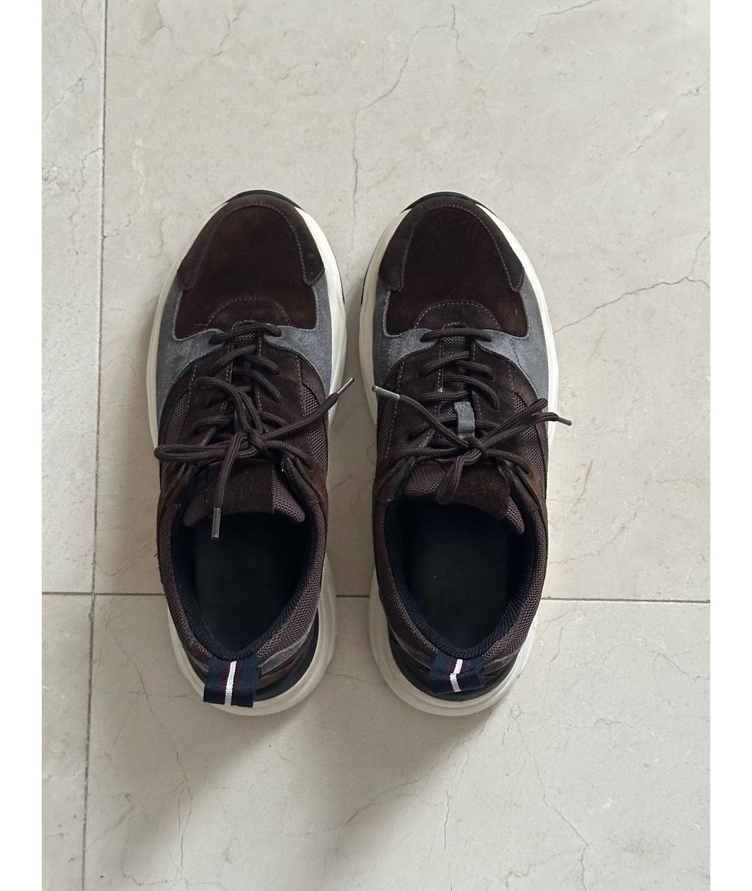 ELEVENTY Коричневые замшевые низкие кроссовки / кеды, фото 3