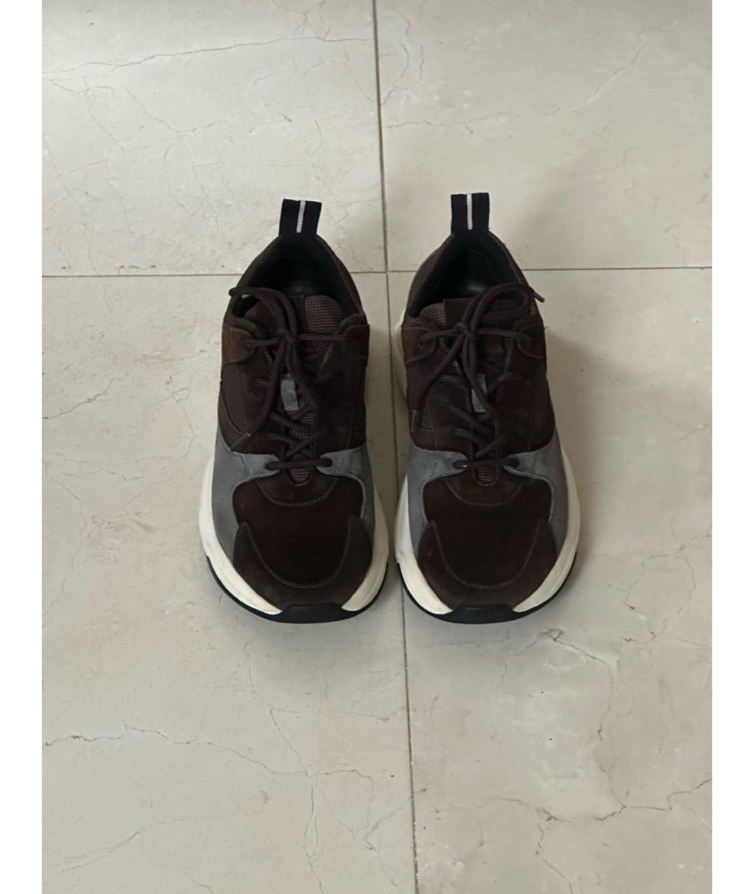 ELEVENTY Коричневые замшевые низкие кроссовки / кеды, фото 2