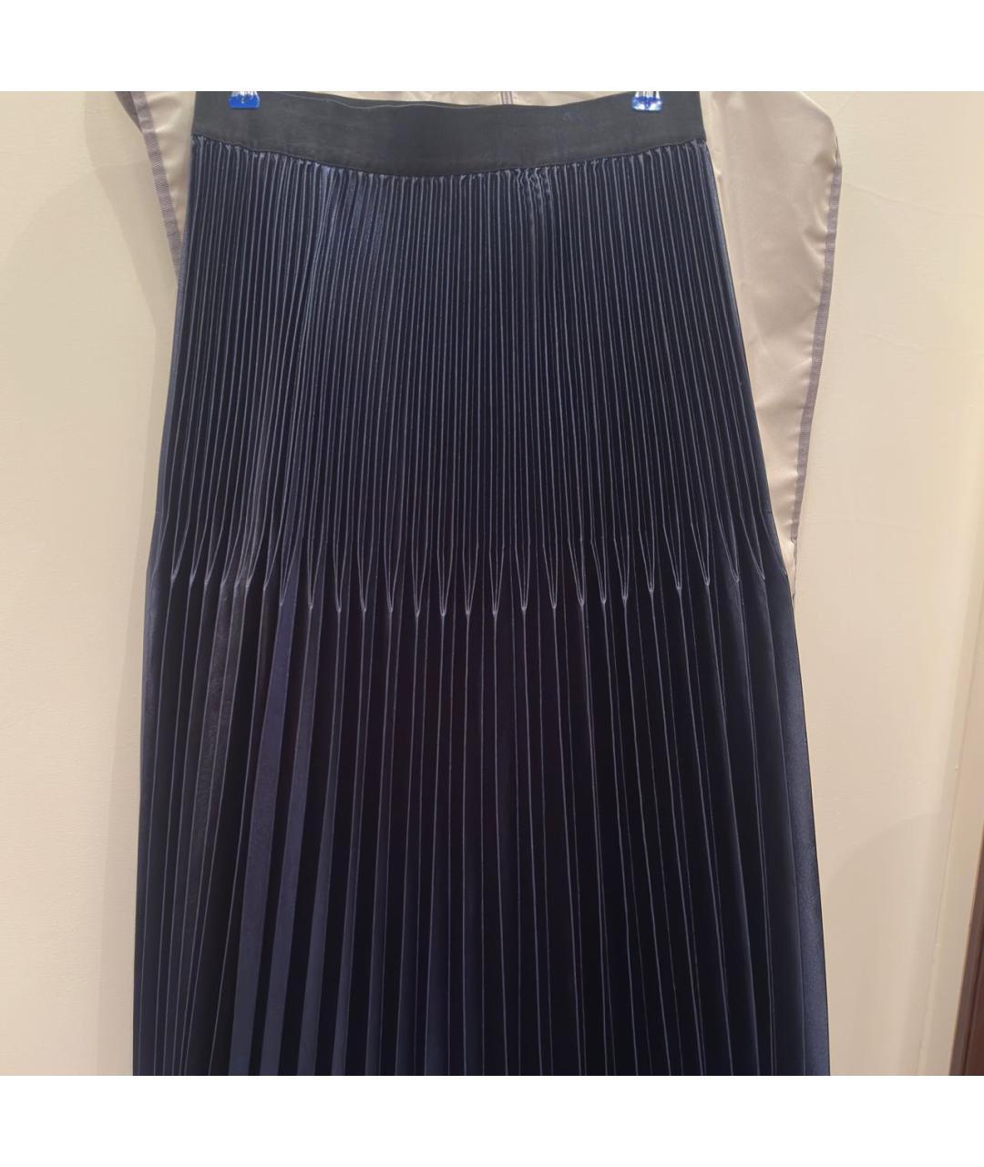 MAX&CO Темно-синяя полиэстеровая юбка макси, фото 2