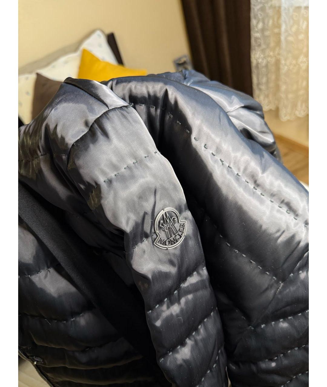 MONCLER Черный шелковый пуховик, фото 5