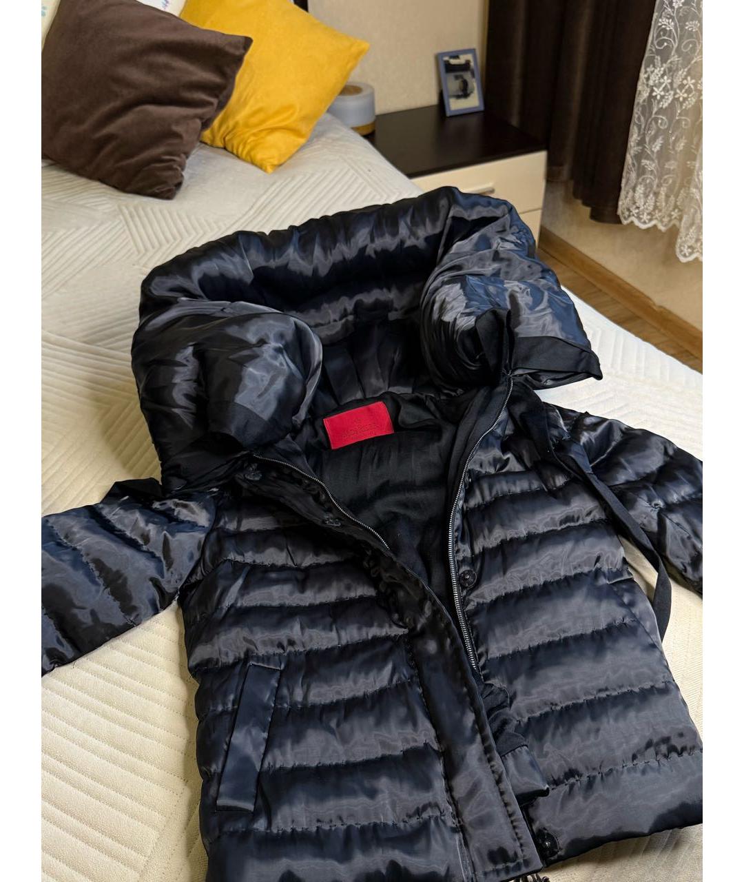 MONCLER Черный шелковый пуховик, фото 6