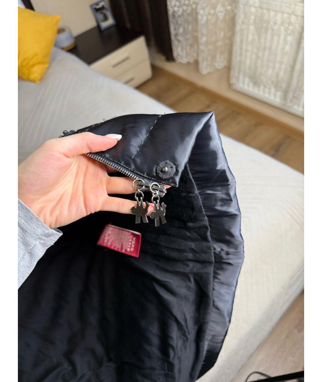 MONCLER Черный шелковый пуховик, фото 4