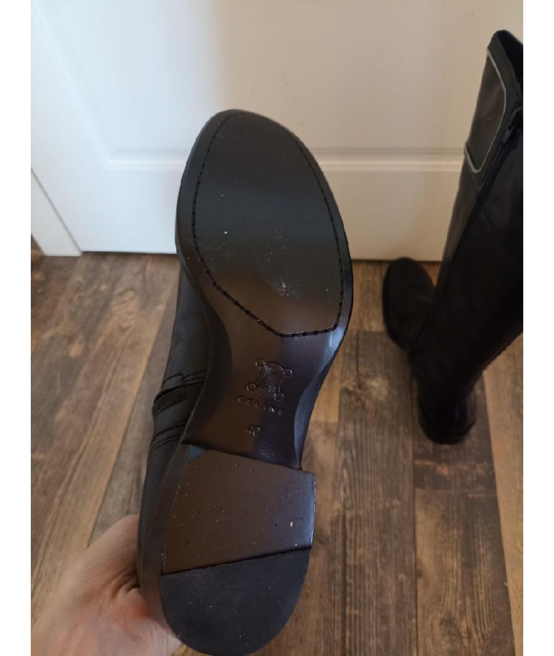 CELINE Черные кожаные сапоги, фото 5