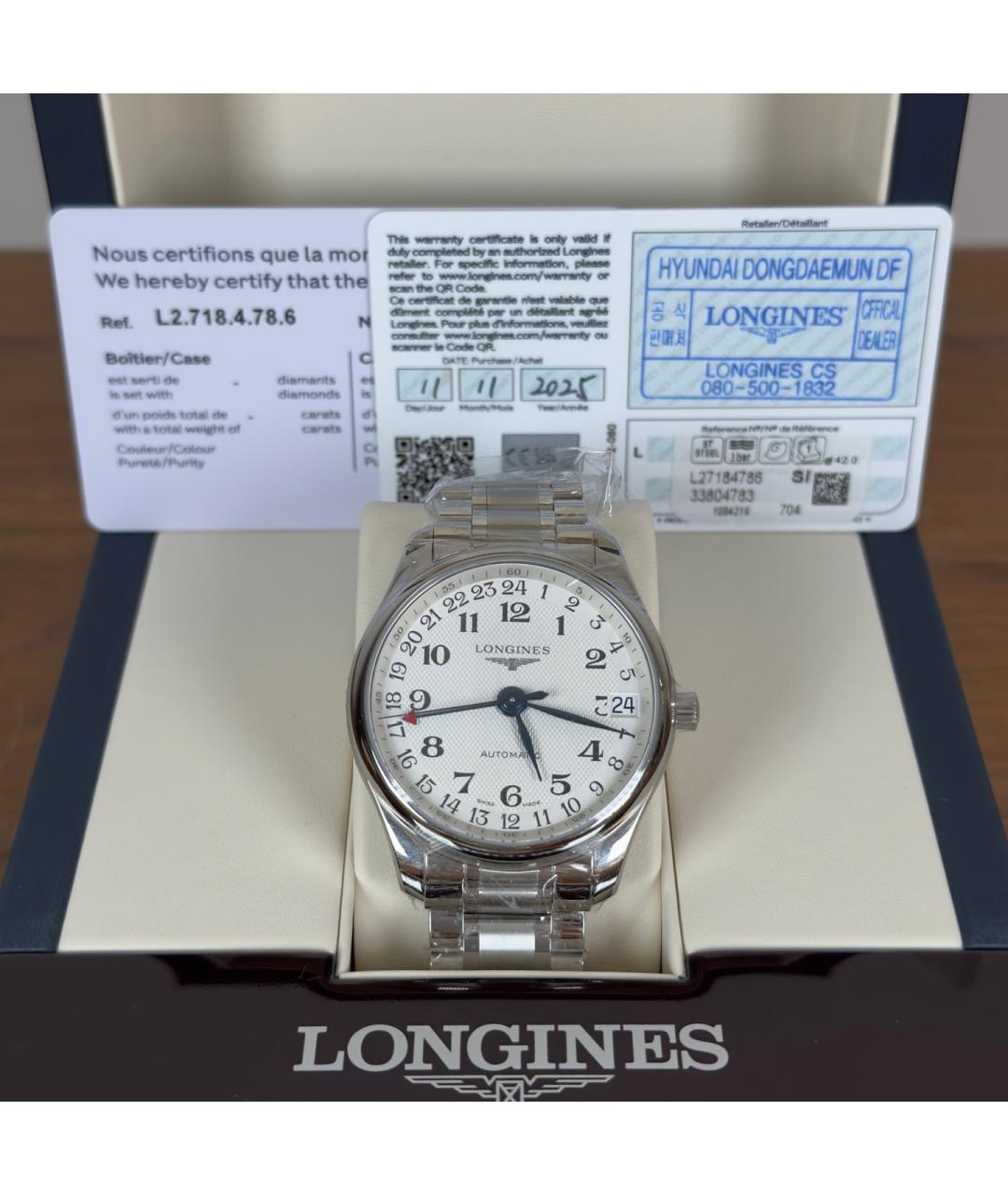 LONGINES Белые металлические часы, фото 2
