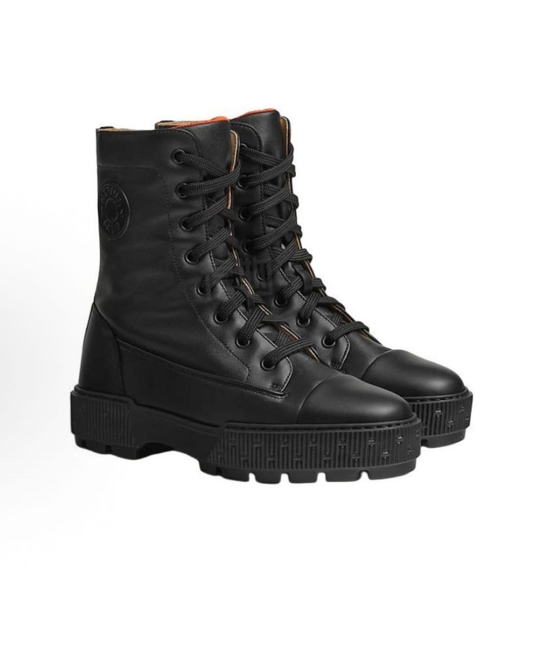 HERMES Черные кожаные ботинки, фото 3