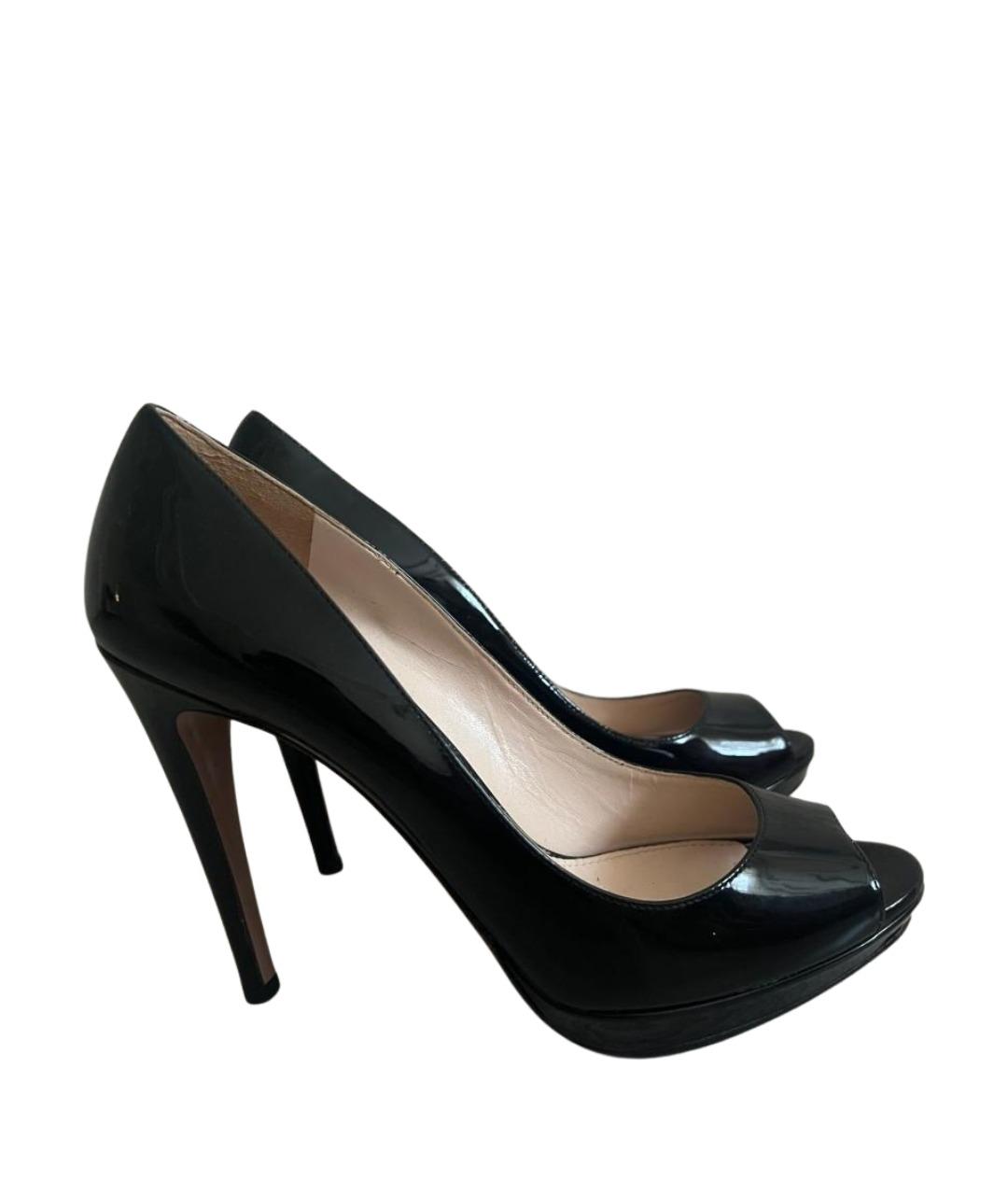 PRADA Черные босоножки из лакированной кожи, фото 1