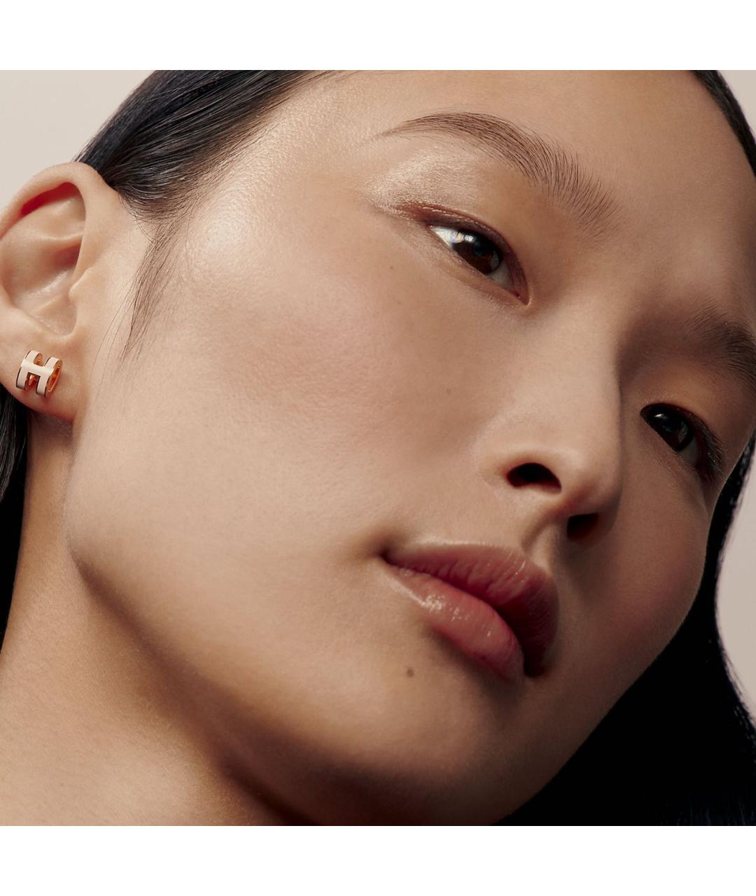 HERMES Розовые металлические серьги, фото 3