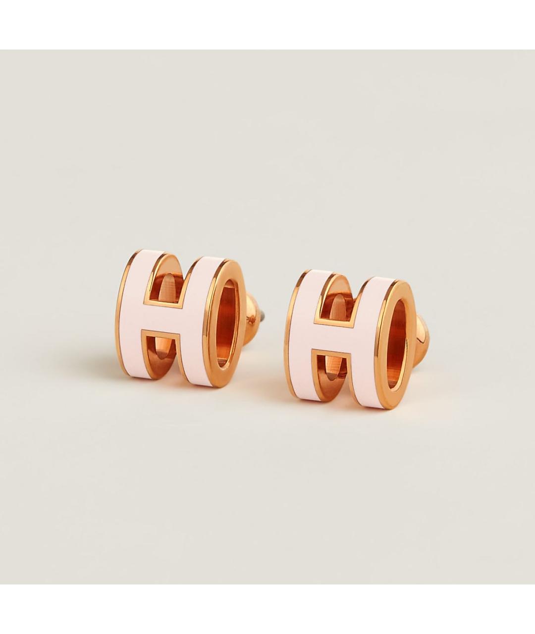 HERMES Розовые металлические серьги, фото 4