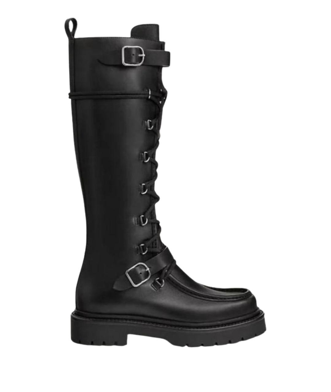 HERMES Черные кожаные сапоги, фото 1