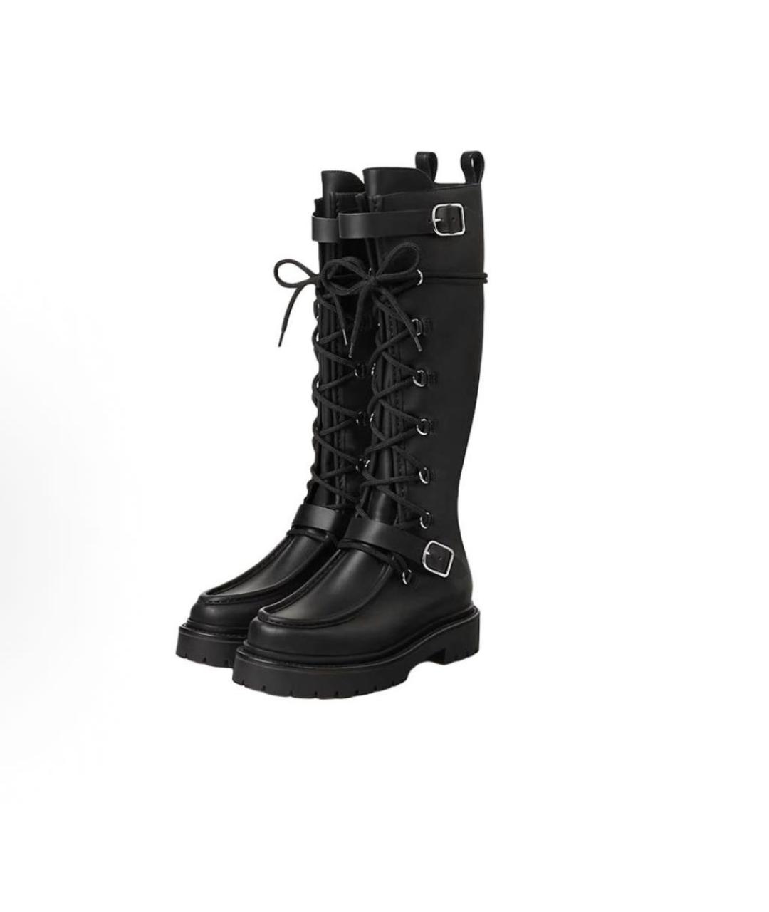 HERMES Черные кожаные сапоги, фото 2