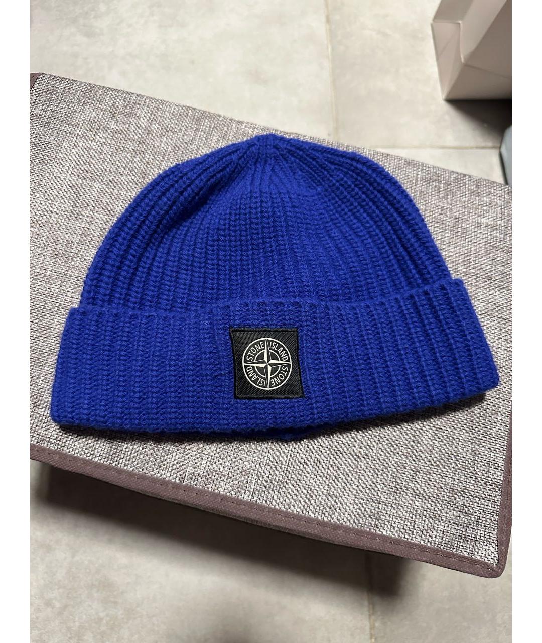 STONE ISLAND Синяя шерстяная шапка, фото 5