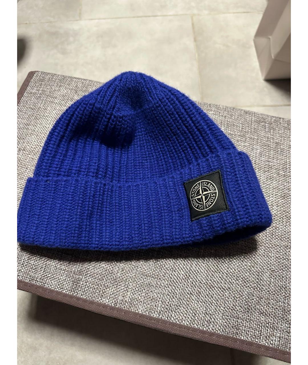 STONE ISLAND Синяя шерстяная шапка, фото 2