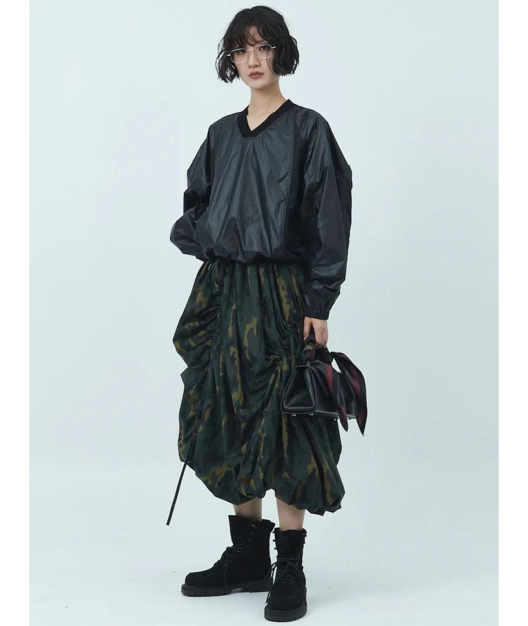 JUUN.J Хаки хлопковая юбка миди, фото 5