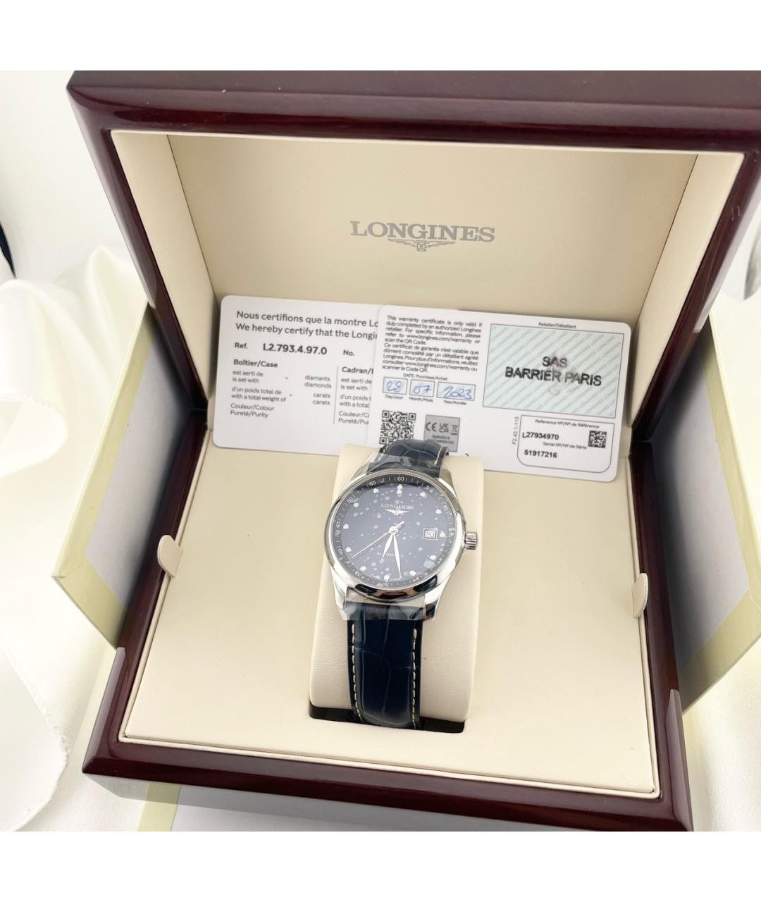 LONGINES Черные металлические часы, фото 6