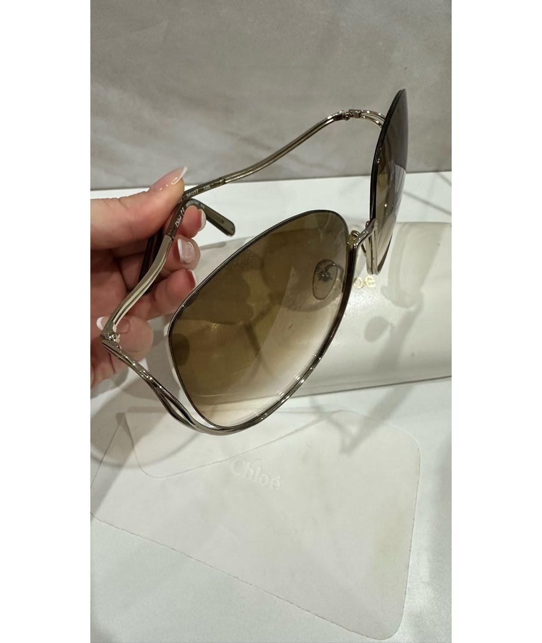 CHLOE Коричневые металлические солнцезащитные очки, фото 5