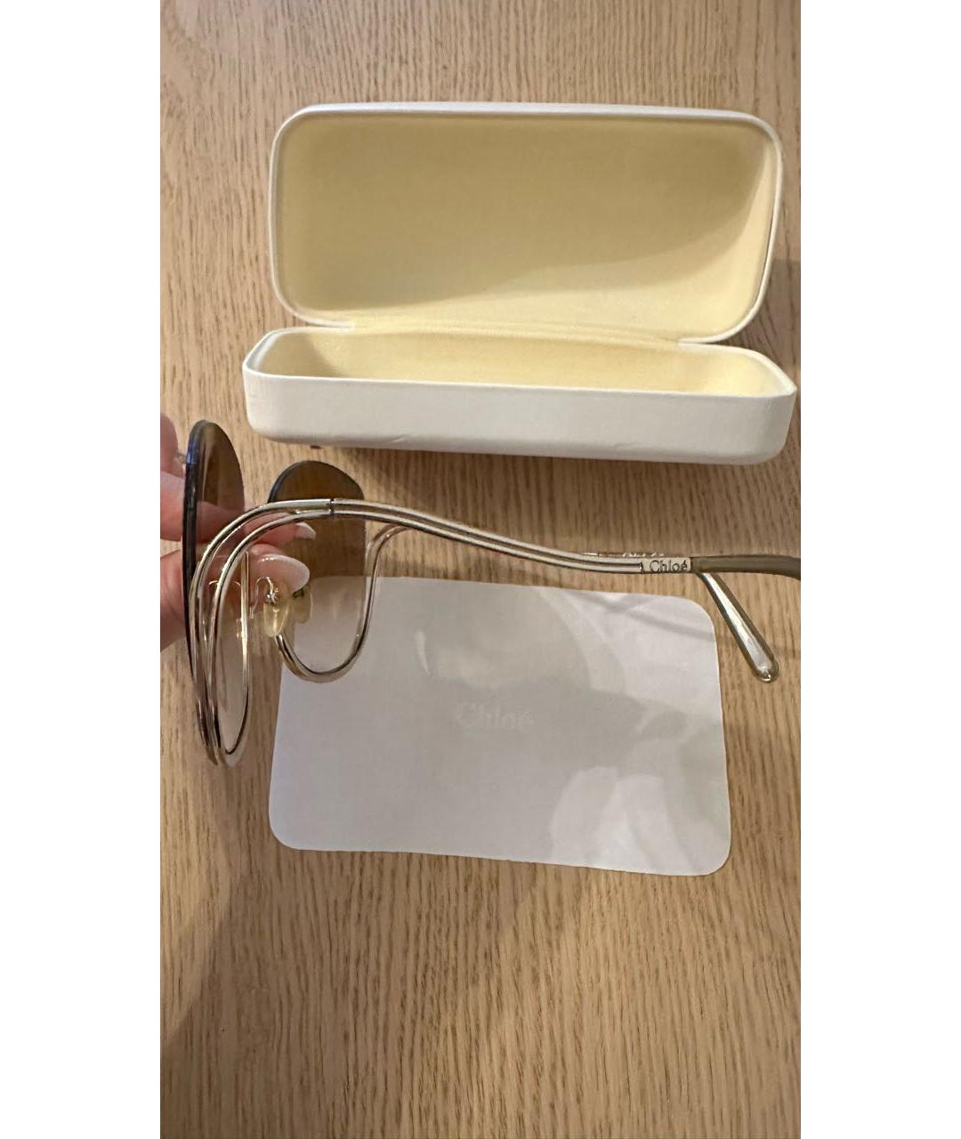 CHLOE Коричневые металлические солнцезащитные очки, фото 4