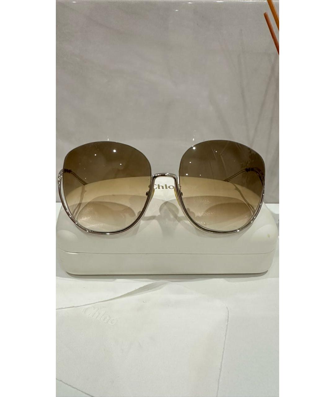 CHLOE Коричневые металлические солнцезащитные очки, фото 7