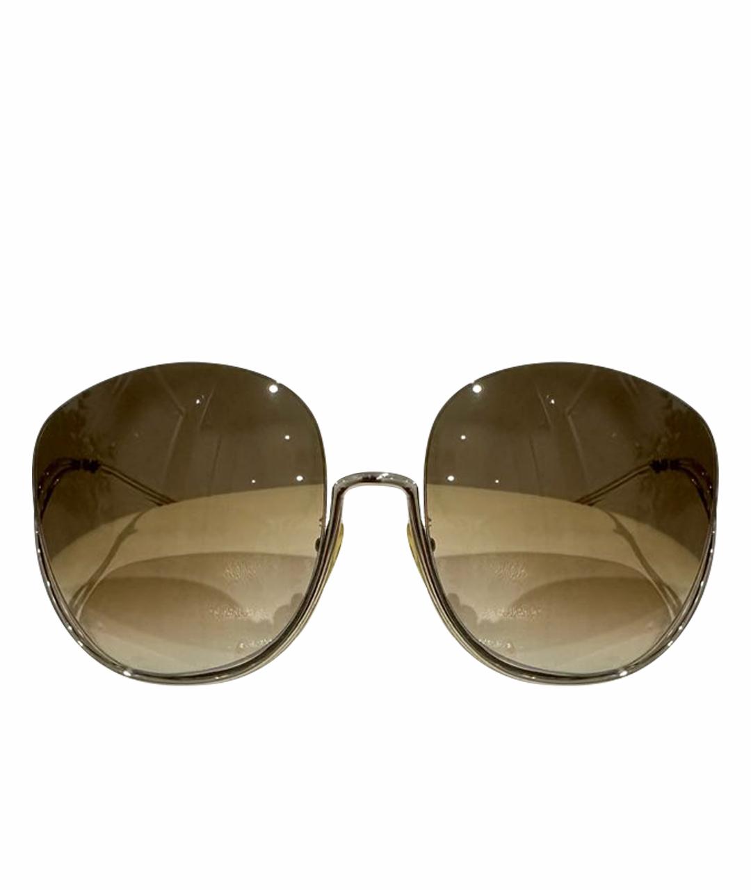 CHLOE Коричневые металлические солнцезащитные очки, фото 1