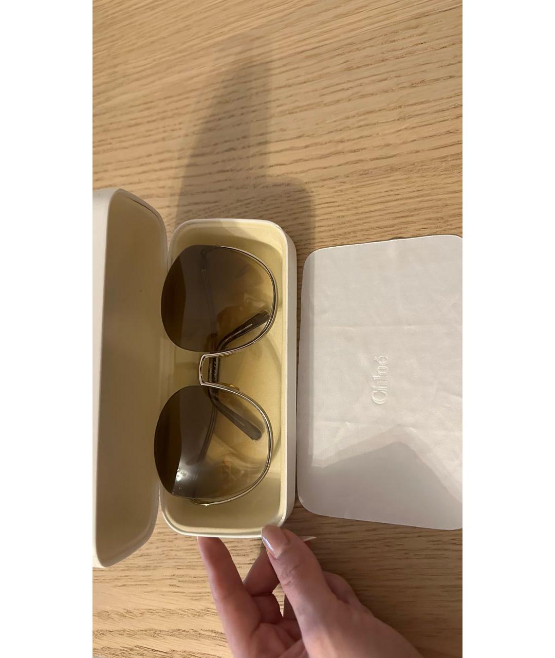 CHLOE Коричневые металлические солнцезащитные очки, фото 6