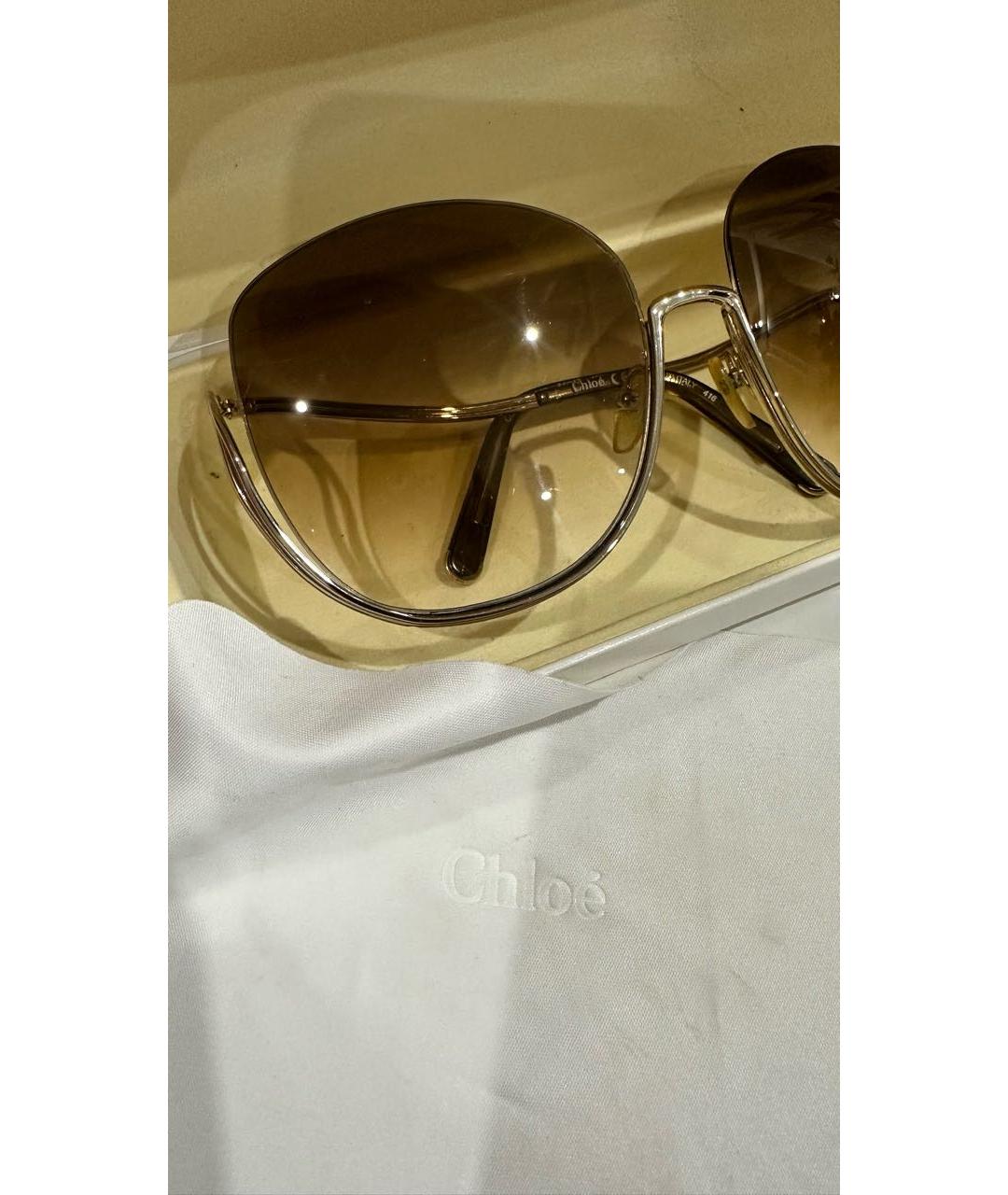 CHLOE Коричневые металлические солнцезащитные очки, фото 3