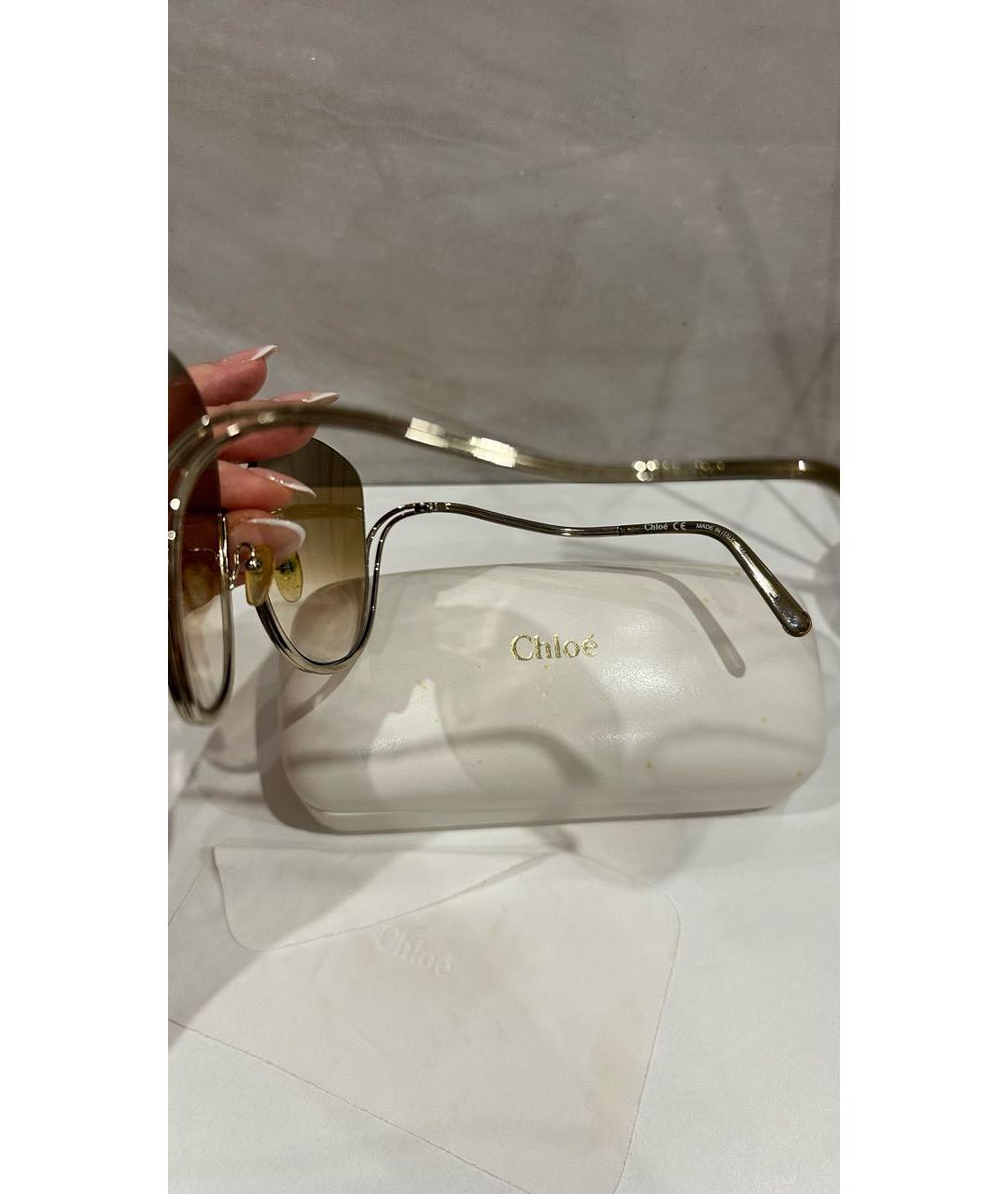 CHLOE Коричневые металлические солнцезащитные очки, фото 2