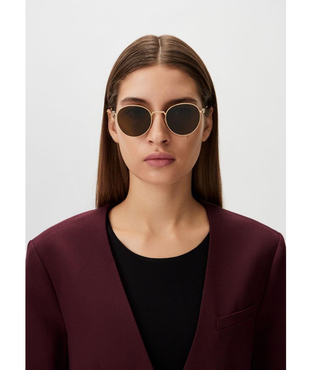 MIU MIU Золотые металлические солнцезащитные очки, фото 5