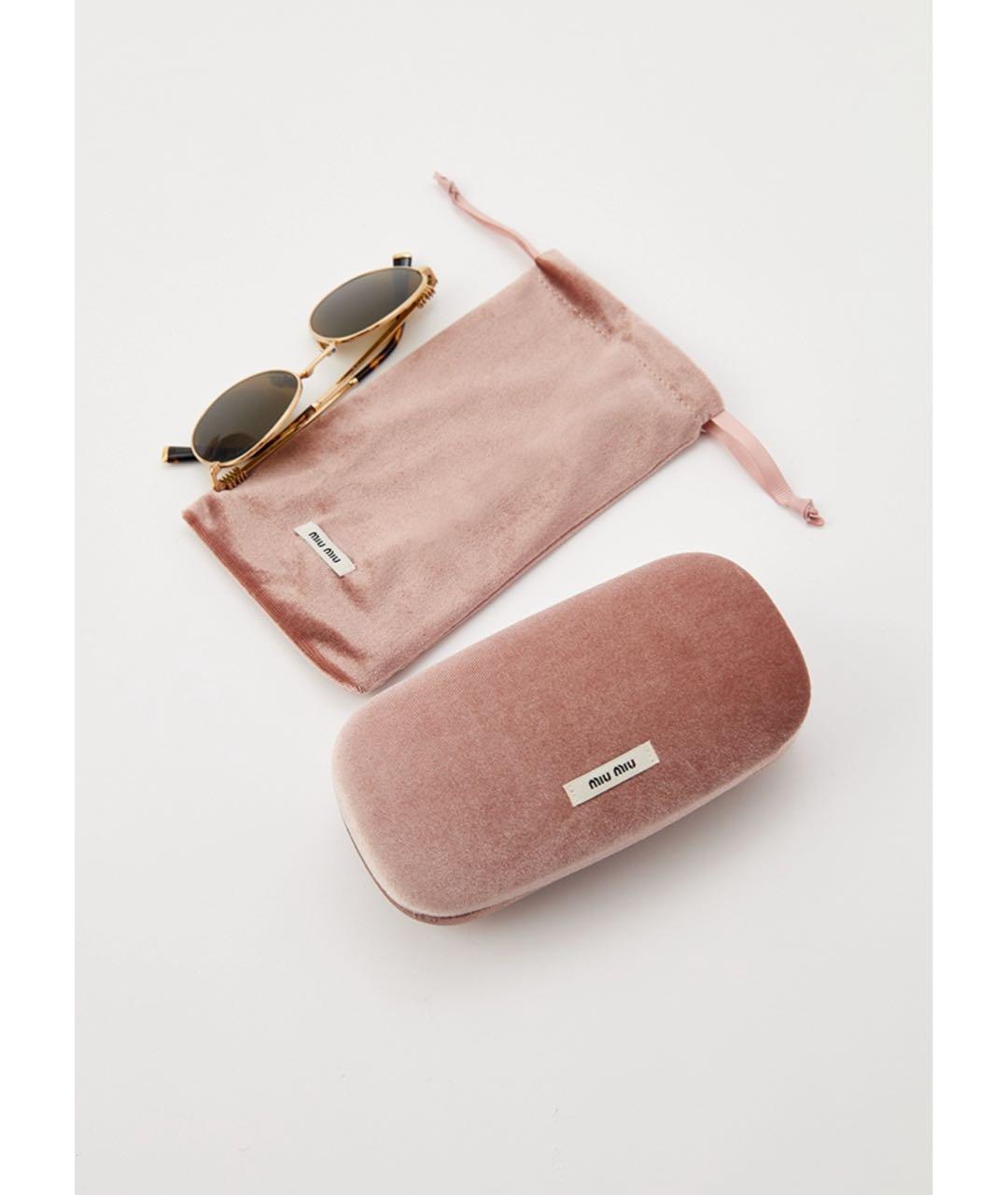 MIU MIU Золотые металлические солнцезащитные очки, фото 4