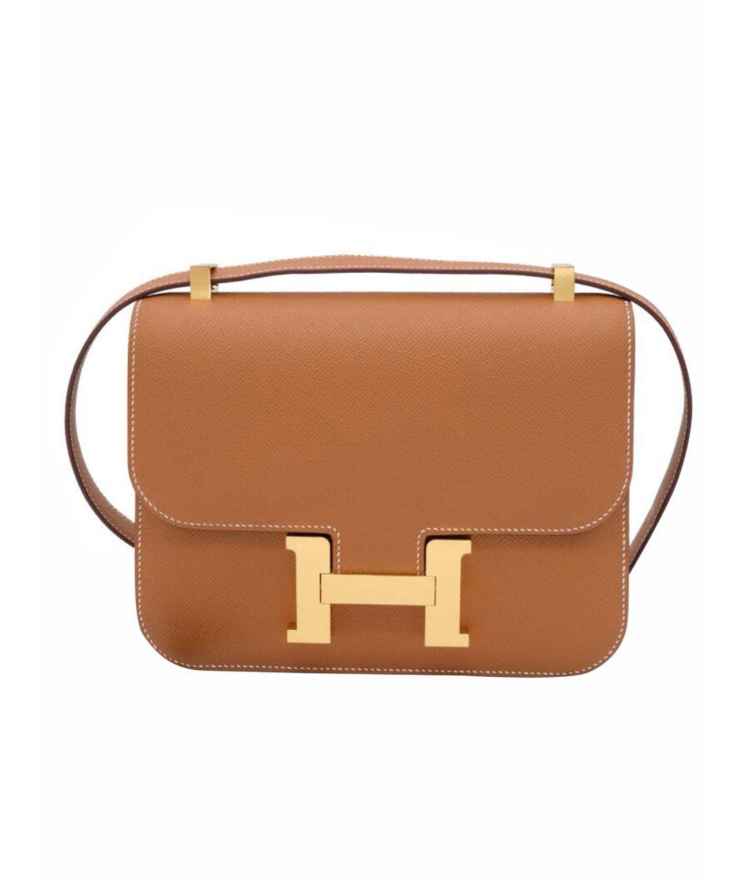 HERMES Коричневая кожаная сумка через плечо, фото 1