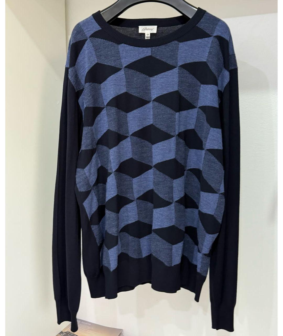 BRIONI Темно-синий шерстяной джемпер / свитер, фото 5