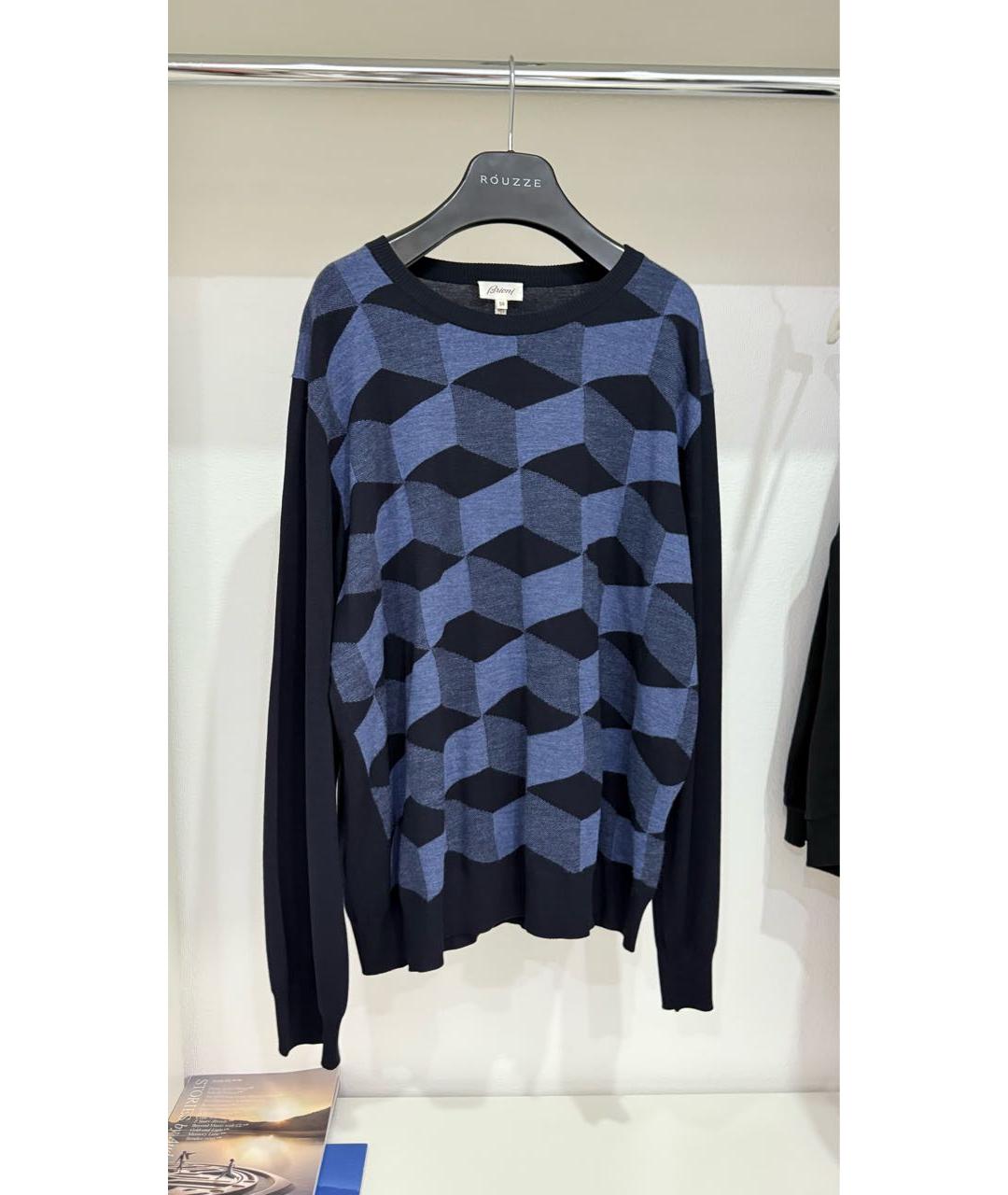 BRIONI Темно-синий шерстяной джемпер / свитер, фото 4