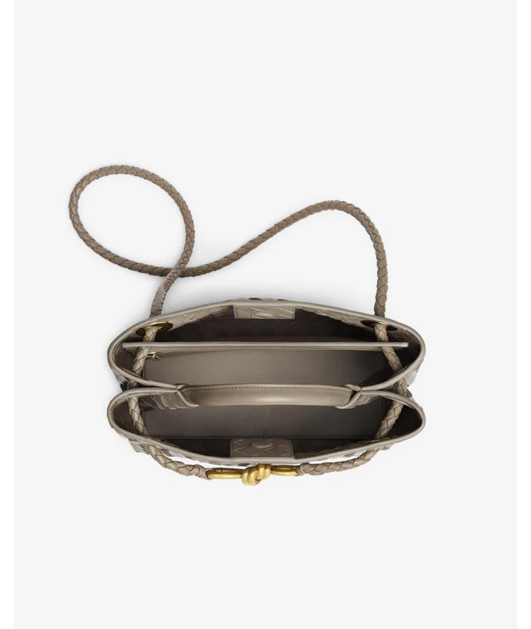 BOTTEGA VENETA Серая кожаная сумка с короткими ручками, фото 4