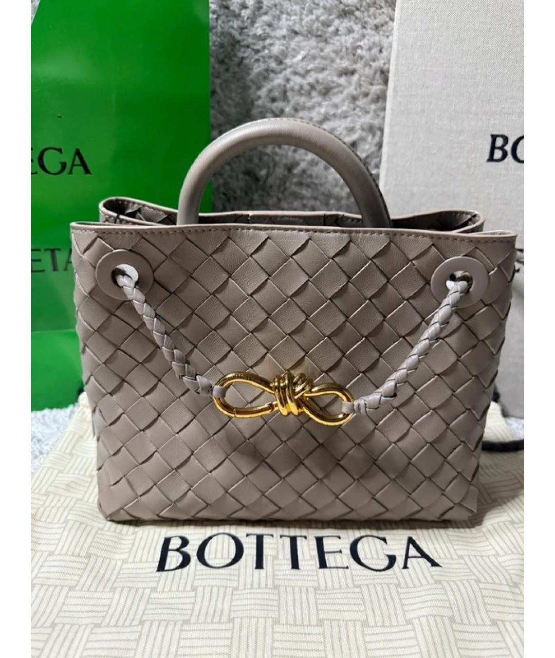 BOTTEGA VENETA Серая кожаная сумка с короткими ручками, фото 2