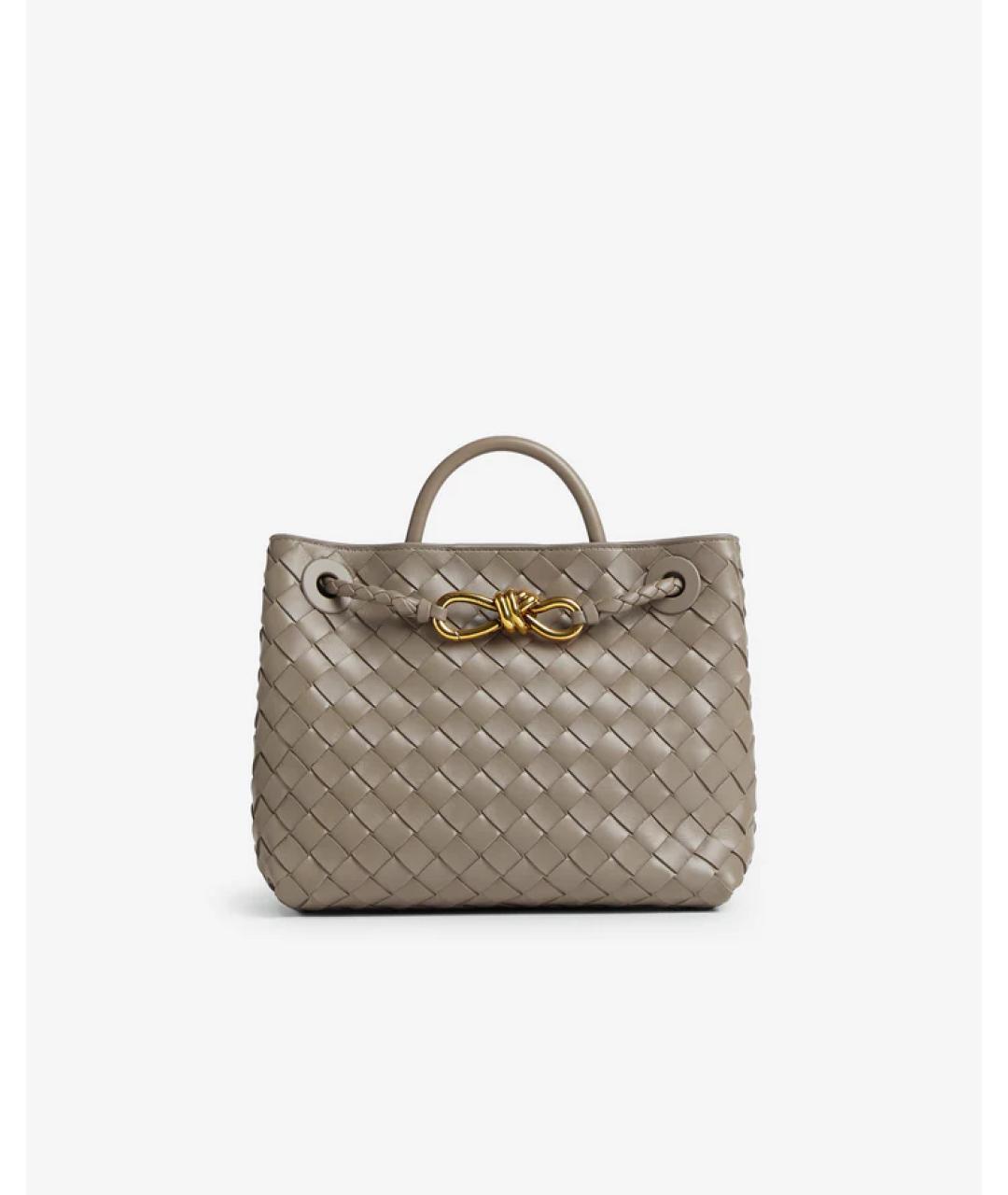 BOTTEGA VENETA Серая кожаная сумка с короткими ручками, фото 5