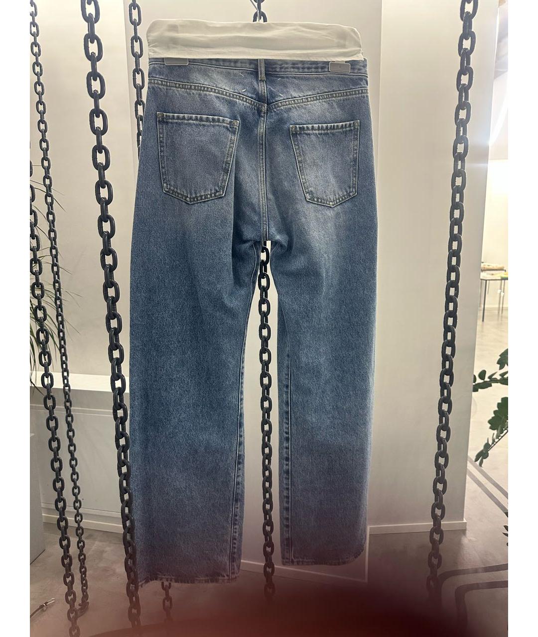 MAISON MARGIELA Голубые хлопковые прямые джинсы, фото 2
