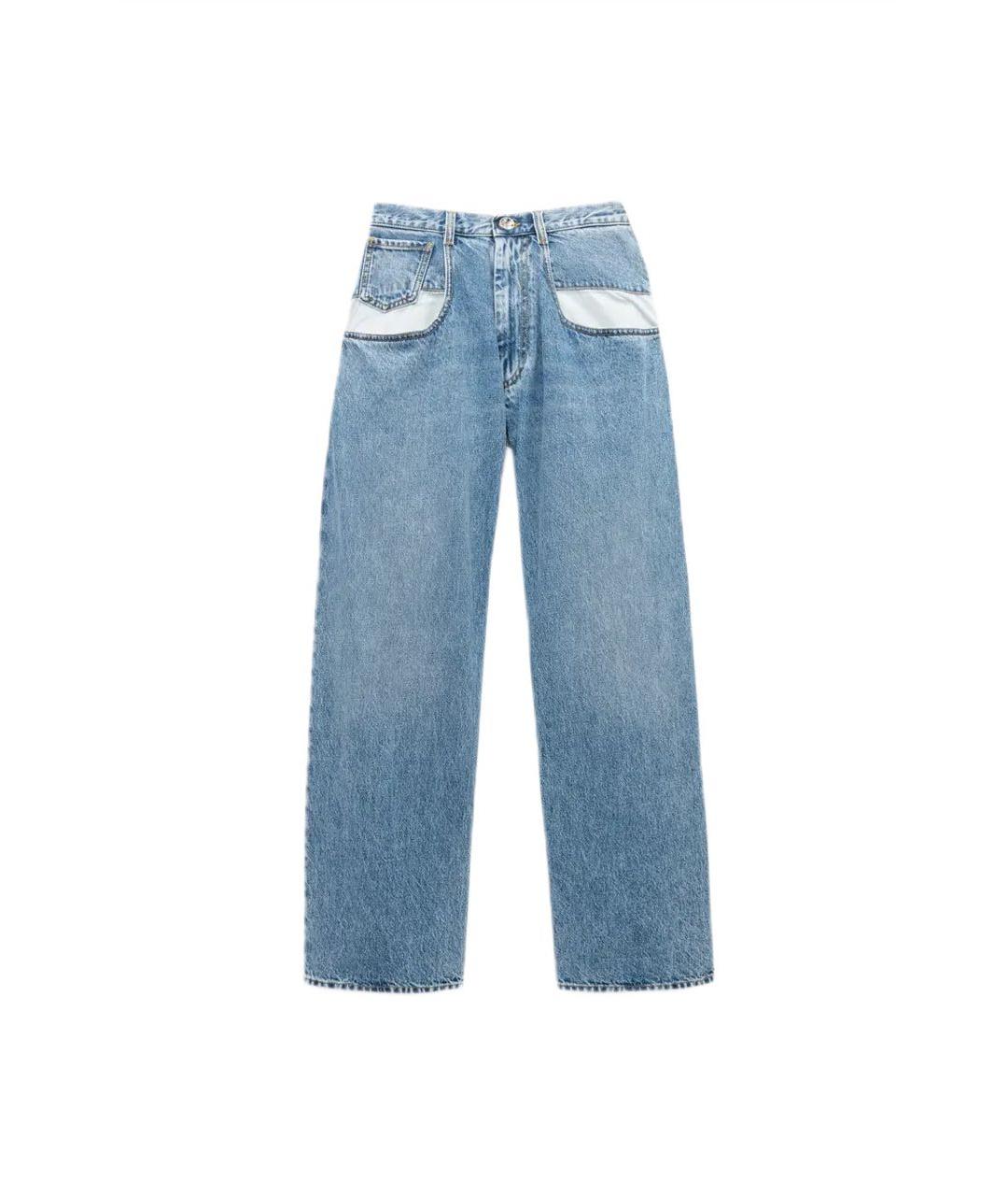 MAISON MARGIELA Голубые хлопковые прямые джинсы, фото 1