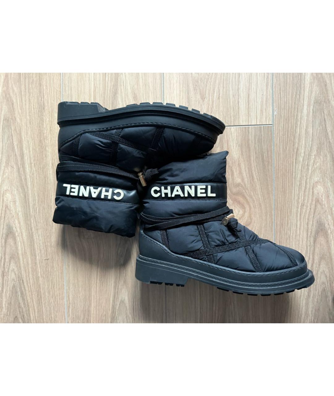 CHANEL Черные неопреновые ботинки, фото 4