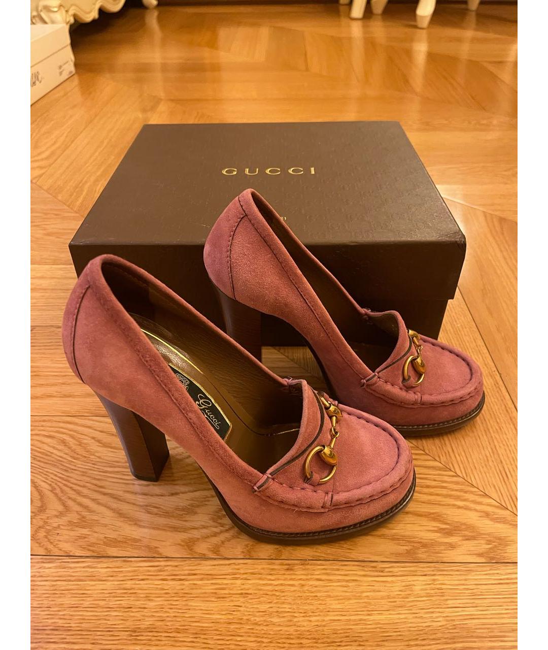 GUCCI Розовые замшевые туфли, фото 5