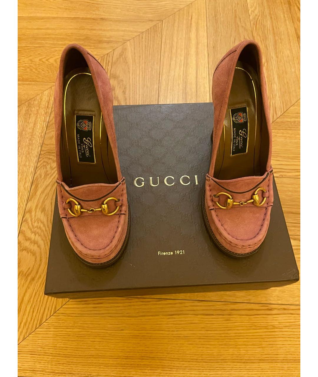 GUCCI Розовые замшевые туфли, фото 3