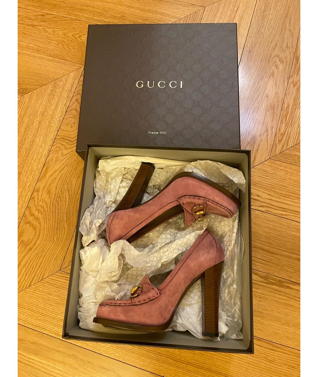 GUCCI Розовые замшевые туфли, фото 6