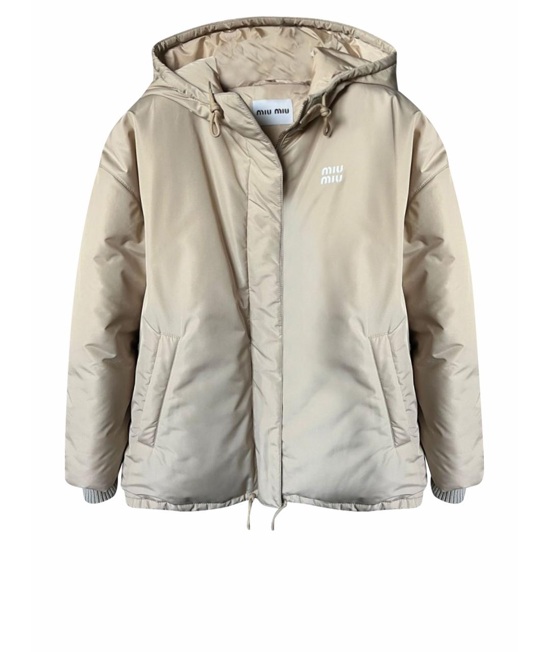 MIU MIU Бежевый полиэстеровый пуховик, фото 1