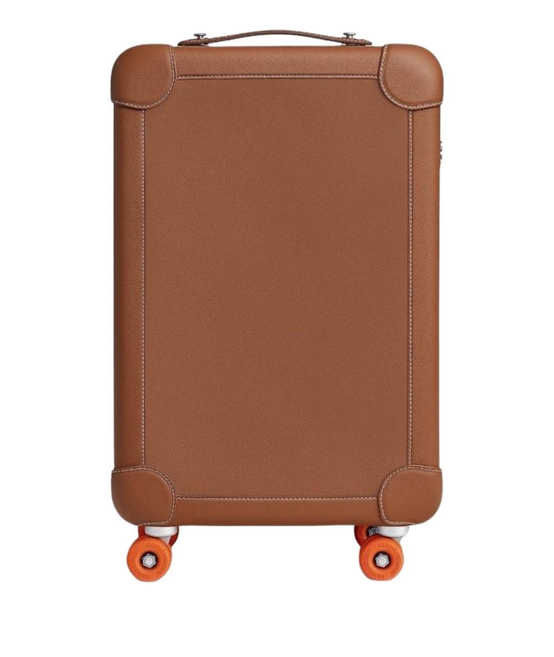 HERMES Коричневый кожаный чемодан, фото 1