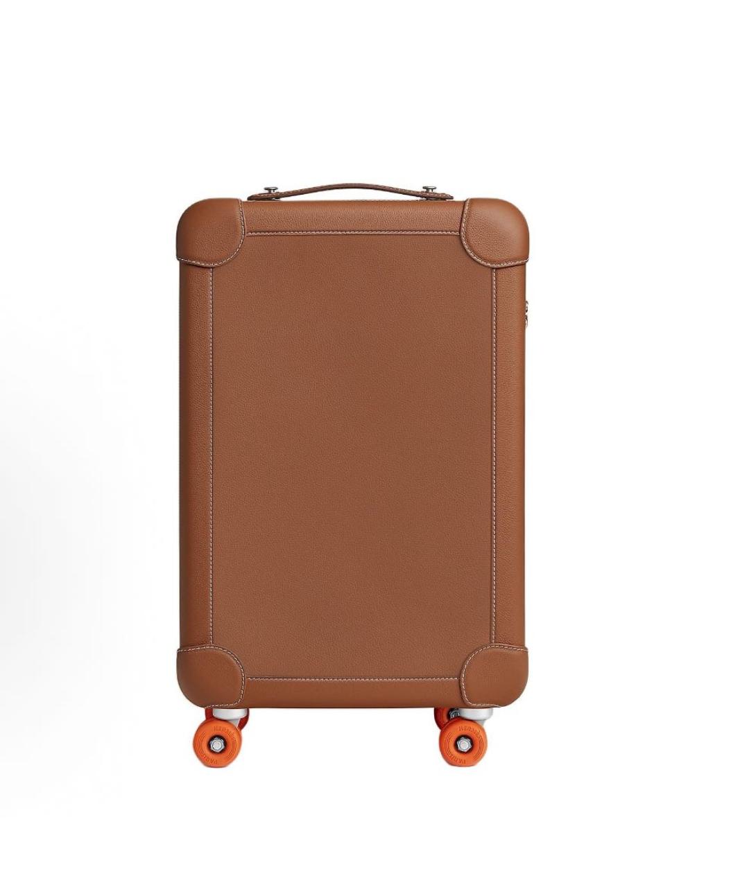 HERMES Коричневый кожаный чемодан, фото 7