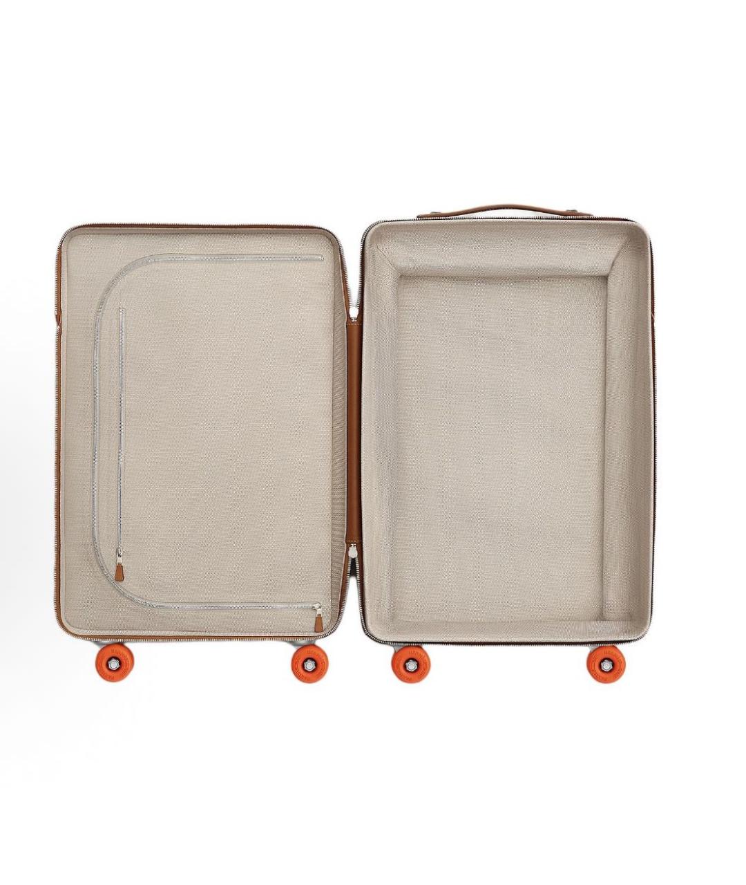 HERMES Коричневый кожаный чемодан, фото 6