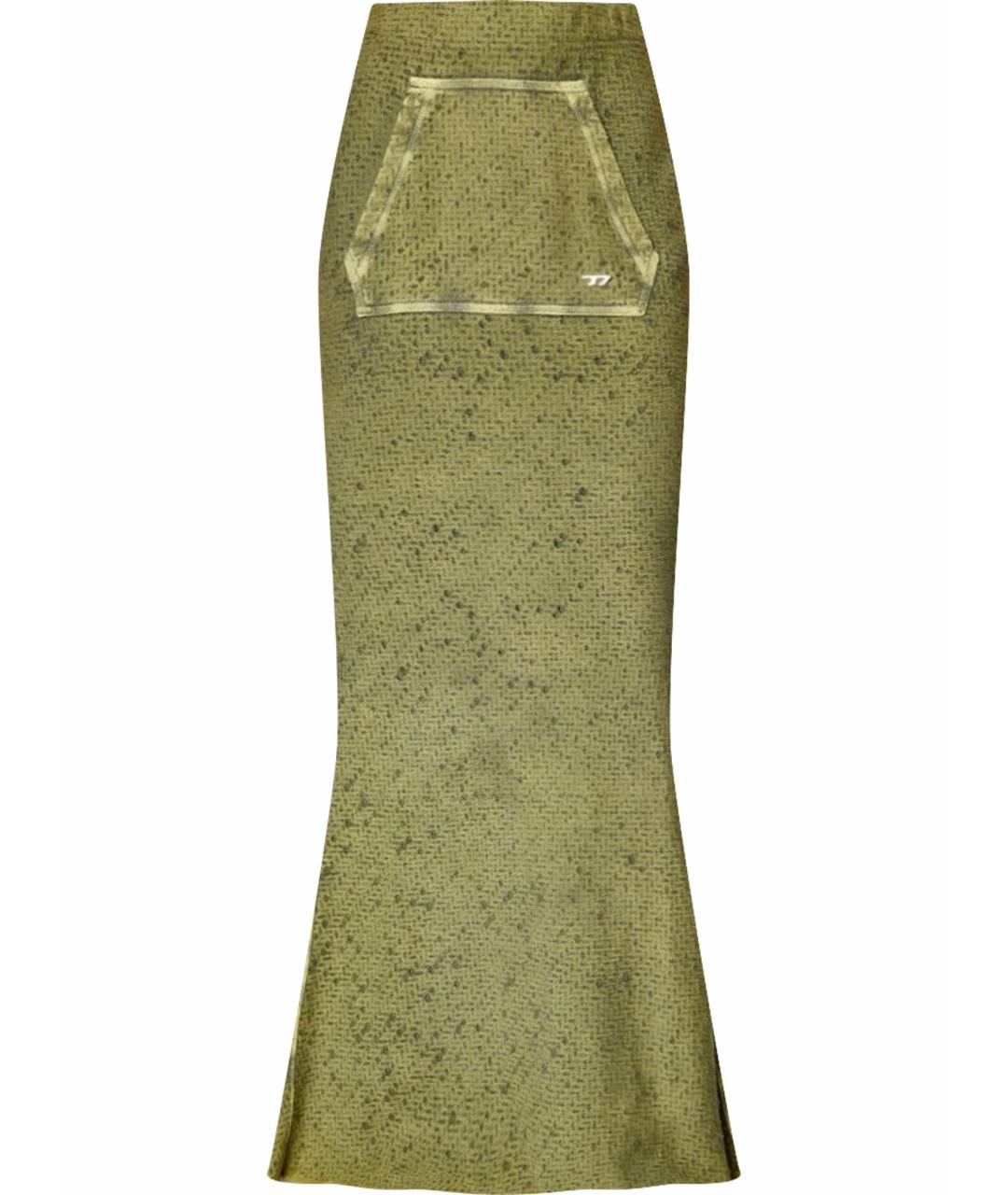 DIESEL Хаки хлопковая юбка макси, фото 1