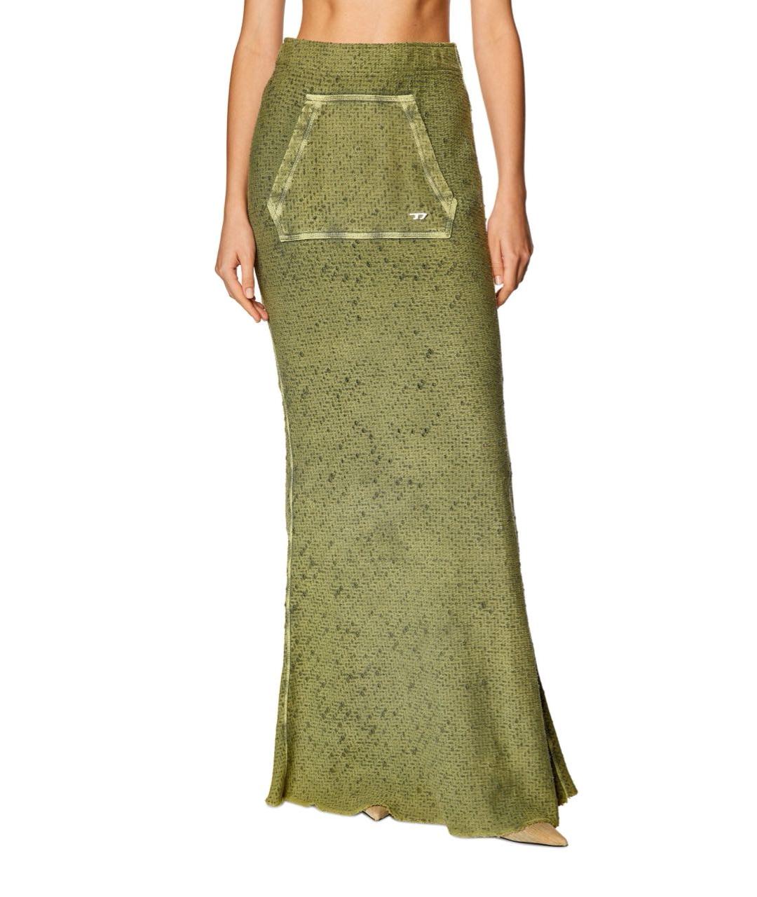 DIESEL Хаки хлопковая юбка макси, фото 2