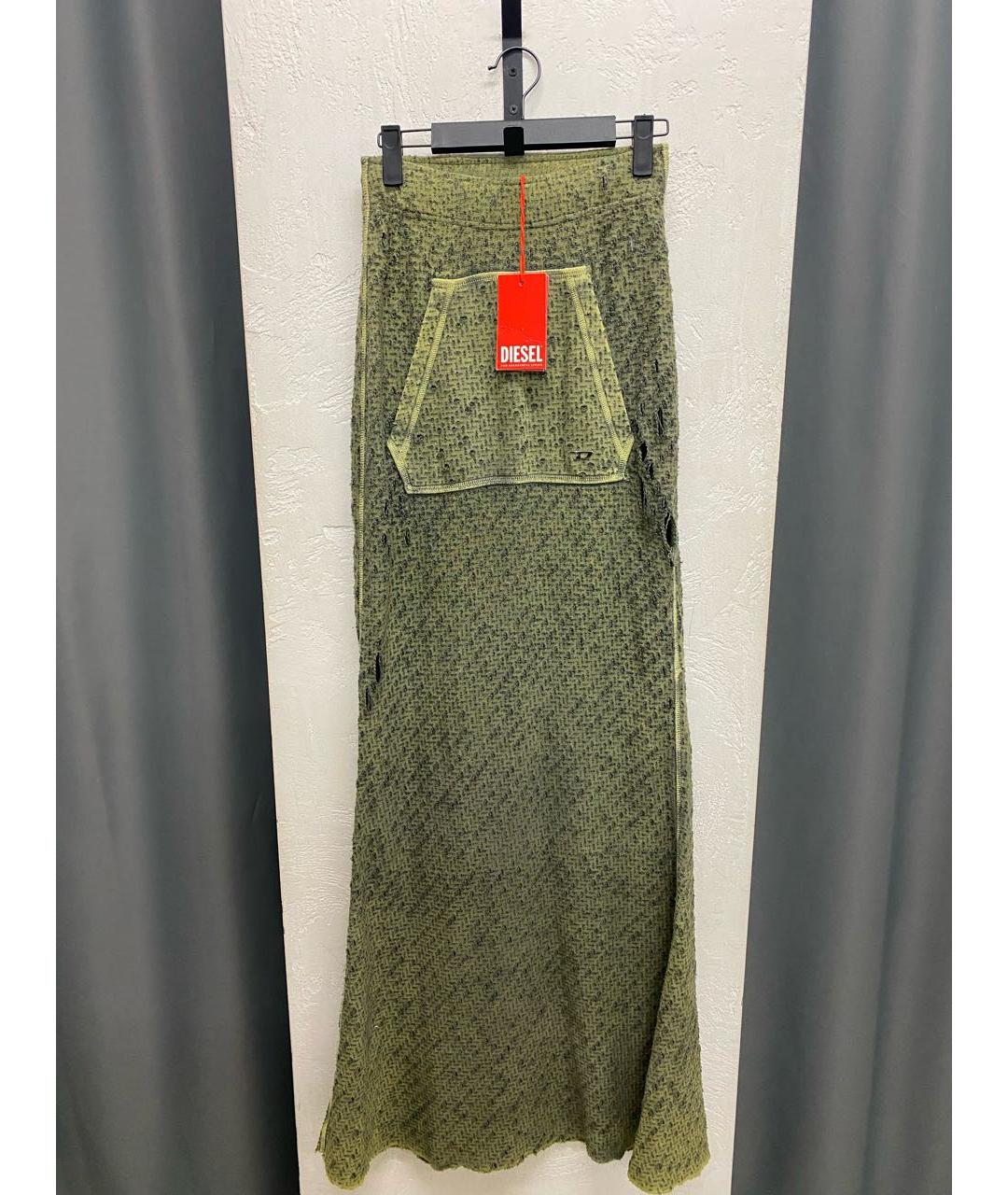 DIESEL Хаки хлопковая юбка макси, фото 9