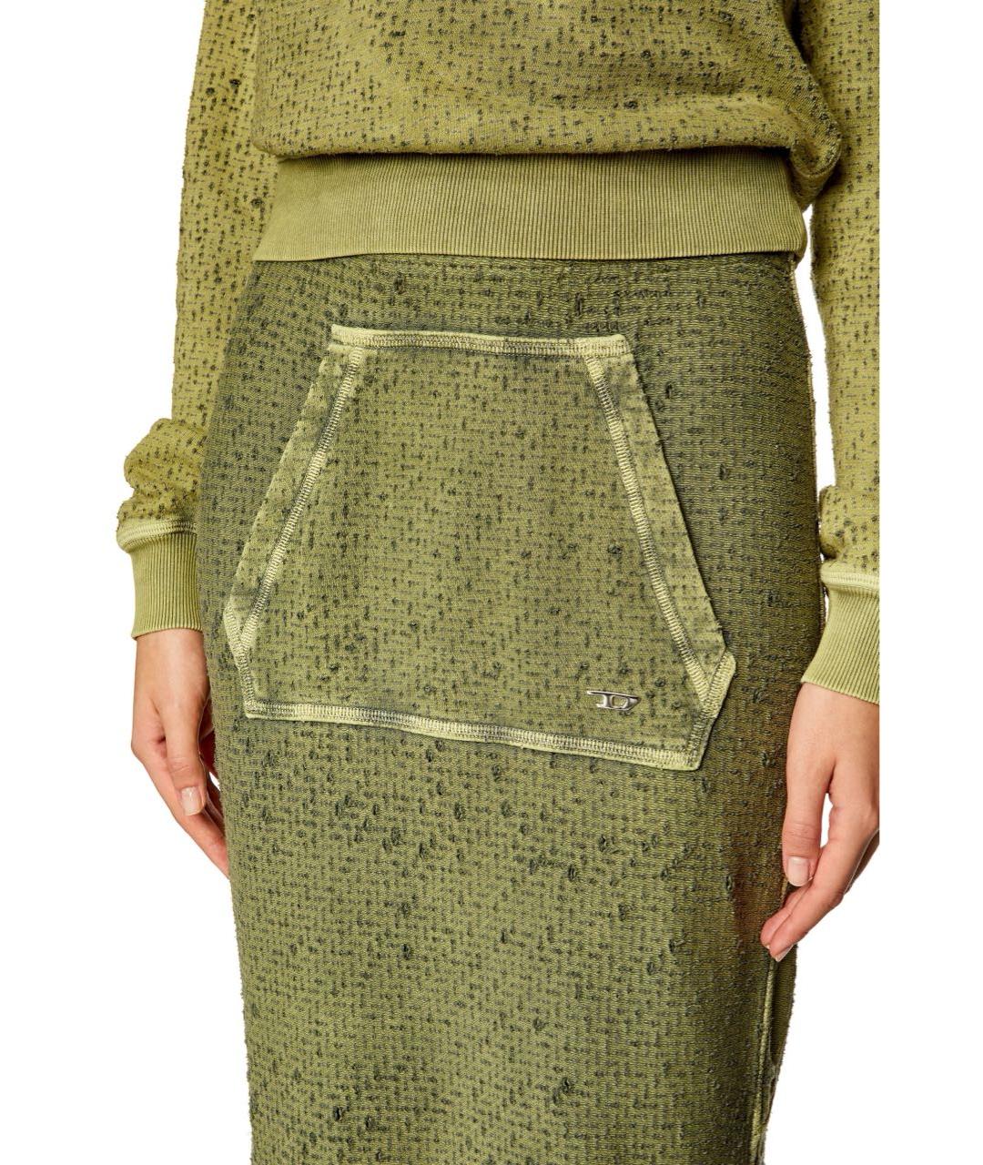 DIESEL Хаки хлопковая юбка макси, фото 4