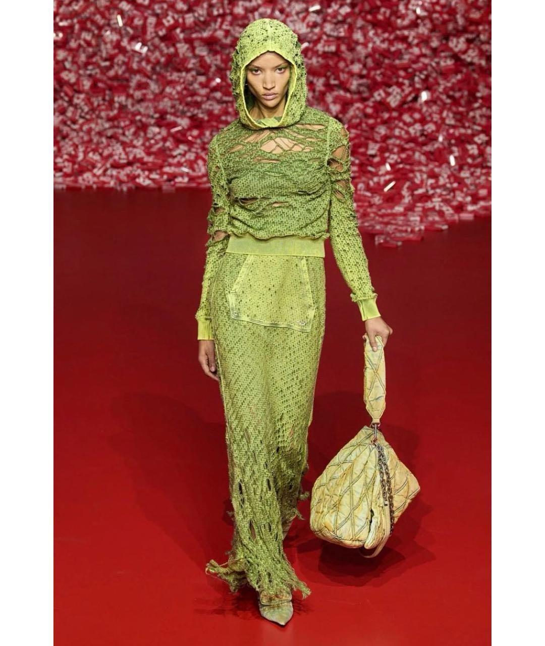 DIESEL Хаки хлопковая юбка макси, фото 5