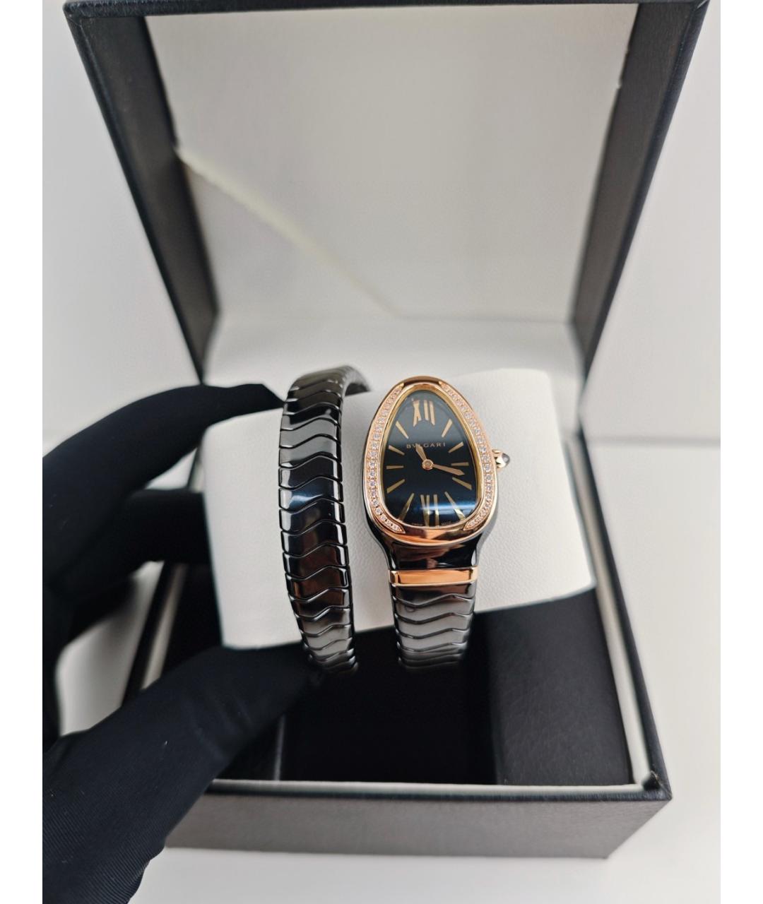 BVLGARI Черные часы из розового золота, фото 9